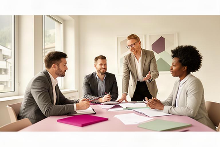 Beratungsteam von Fricktal Strategy GmbH bei einem Strategiegespräch in einem hellen Büro in Wohlen